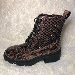 Steve Madden Brown and Black Studded Combat Boots